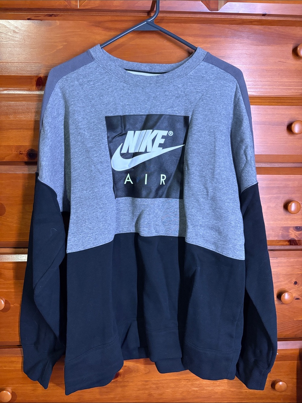Nike Grey and Black Colorblock Air Crewneck Sweatshirt